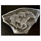M Sweden Full Lead Crystal Jockey & Horse Sculpture