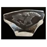 M Sweden Full Lead Crystal Jockey & Horse Sculpture