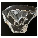 M Sweden Full Lead Crystal Jockey & Horse Sculpture