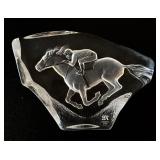 M Sweden Full Lead Crystal Jockey & Horse Sculpture