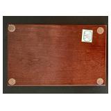 Wood Desk Box Poker Set with Cards & Pen - Marble Ashtray, Planter with Faux Greens & Leather Coasters