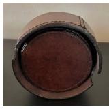 Wood Desk Box Poker Set with Cards & Pen - Marble Ashtray, Planter with Faux Greens & Leather Coasters