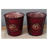 DR - Candle Holders Set - Red Glass Votives w/ Gold Medallions, Pink Heart, Clear Crystal Star