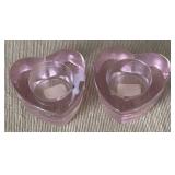 DR - Candle Holders Set - Red Glass Votives w/ Gold Medallions, Pink Heart, Clear Crystal Star