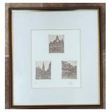 O - Limited Edition Triptych Historic Building Etchings