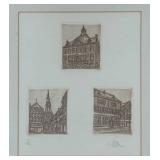 O - Limited Edition Triptych Historic Building Etchings