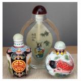 DR - Three Chinese Porcelain and Glass Snuff Bottles