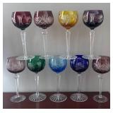 DR - Nine Vintage Bohemian Crystal Goblets