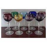 DR - Nine Vintage Bohemian Crystal Goblets