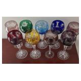 DR - Nine Vintage Bohemian Crystal Goblets