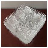 DR - Vintage Federal Glass Square Plates - Set of 6 Pressed Pattern Glassware