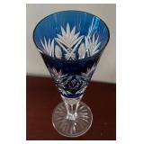 DR - Vintage Bohemian Blue Cut-To-Clear Crystal Vase