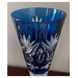 DR - Vintage Bohemian Blue Cut-To-Clear Crystal Vase