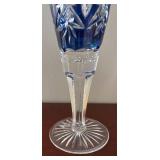 DR - Vintage Bohemian Blue Cut-To-Clear Crystal Vase