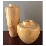 DR - Two Artisan Wooden Vases (Lot of 2) Signed