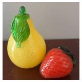 DR - Art Glass Pear & Strawberry Figurines