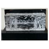 LL - Etched Crystal City Skyline Glass Paperweight