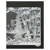 LL - Etched Crystal City Skyline Glass Paperweight