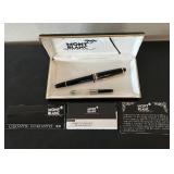LL - Montblanc Meisterstück Classique Fountain Pen - Black Resin with Gold Trim & 10 Cartridges