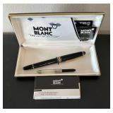 LL - Montblanc Meisterstück Classique Fountain Pen - Black Resin with Gold Trim & 10 Cartridges