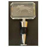 LL - Horse & Hound Crystal Wine Bottle Stopper with Engraved Horse Motif