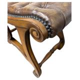 Vintage Leather-Tufted Bench