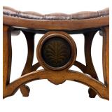 Vintage Leather-Tufted Bench