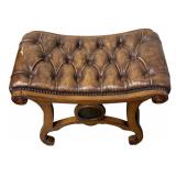 Vintage Leather-Tufted Bench