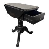 Drop-Leaf Table - Vintage Black with Gold Floral Motifs