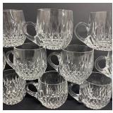 Elegant Crystal Diamond-Cut Punch Bowl with 12 Cups