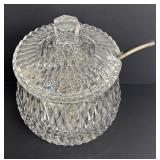 Elegant Crystal Diamond-Cut Punch Bowl with 12 Cups