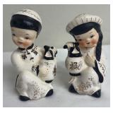 Vintage Salt & Pepper Shakers - 4-Piece Ceramic Asian Figure Sets
