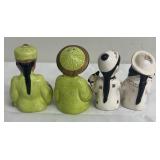 Vintage Salt & Pepper Shakers - 4-Piece Ceramic Asian Figure Sets