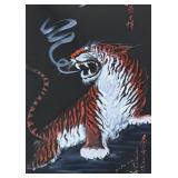 Original Gin Foon Mark Vintage Chinese Tiger Painting