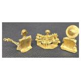 MP - Three Vintage Miniature Brass Musician Figurines Set