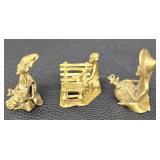 MP - Three Vintage Miniature Brass Musician Figurines Set
