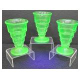 Vintage Uranium Glass Footed Soda Fountain Sundae Glasses