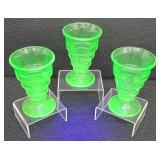 Vintage Uranium Glass Footed Soda Fountain Sundae Glasses