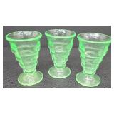 Vintage Uranium Glass Footed Soda Fountain Sundae Glasses