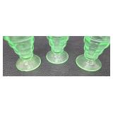 Vintage Uranium Glass Footed Soda Fountain Sundae Glasses