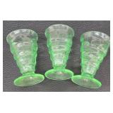 Vintage Uranium Glass Footed Soda Fountain Sundae Glasses