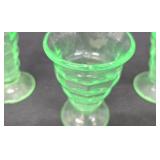 Vintage Uranium Glass Footed Soda Fountain Sundae Glasses