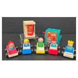 Vintage Fisher-Price Little People Car Lift Playset With 5 Cars, Figures & Phone Booth