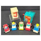 Vintage Fisher-Price Little People Car Lift Playset With 5 Cars, Figures & Phone Booth