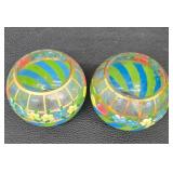 Mackenzie-Childs Tattersall Globe Vases - Hand Painted Pair