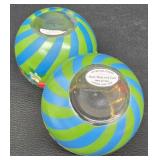 Mackenzie-Childs Tattersall Globe Vases - Hand Painted Pair