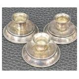 Vintage Sanborns Strad 925 Sterling Silver Plate w Glass Center & Mexico Sterling Plate and 3 Candle Holders