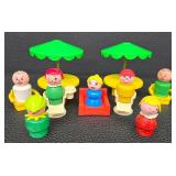Vintage Fisher-Price Little People, Picnic Tables, 5 Chairs, Cars & Figures