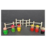 Vintage Fisher-Price Little People Tractor Set - 2 Tractors, 2 Trailers, 3 Fence Sections, 8 Figures