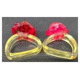 Colorful Crochet Scarf With Turquoise Border & 6 Napkin Rings Set